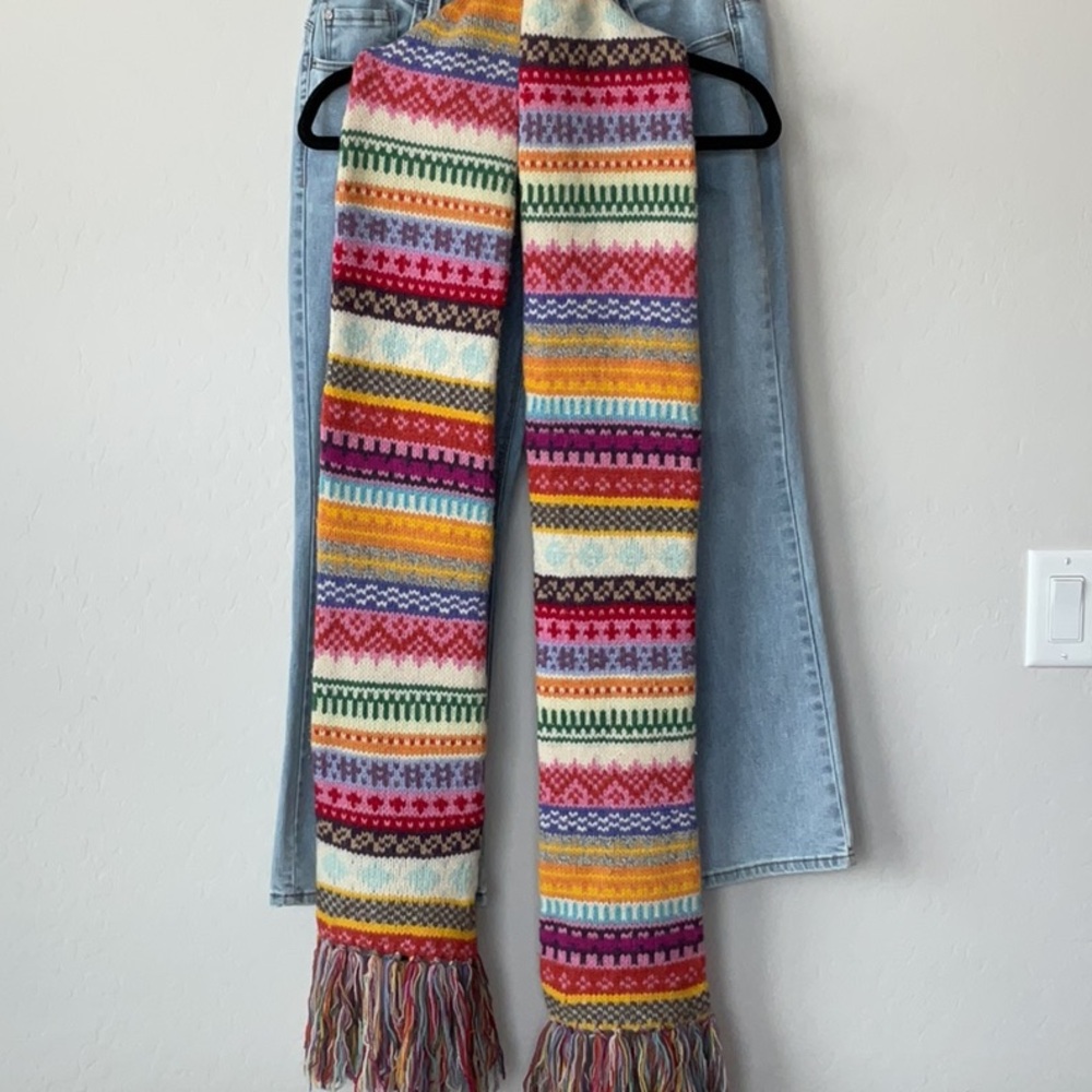 GAP Multicolor Fair Isle Knit Scarf with Fringe